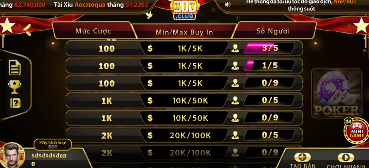 Chinh Phục Siêu Phẩm Poker Tại HitClub Với Tỷ Lệ Thắng Cực Lớn