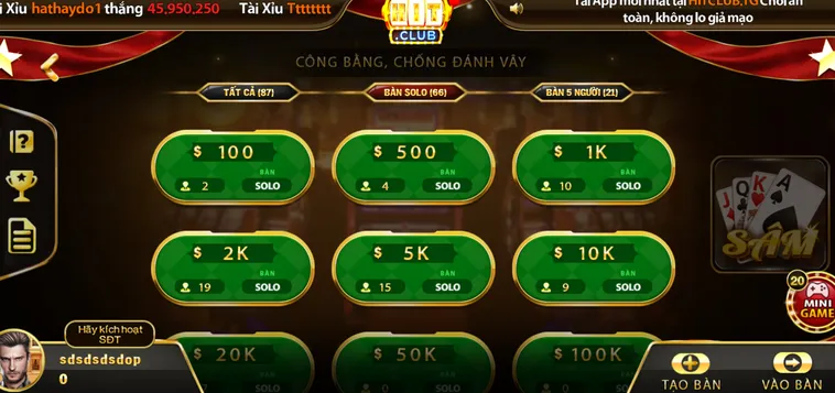 Chinh Phục Ngay Sâm Lốc Tại HitClub Với Tỷ Lệ Thắng Cược Cực Khủng